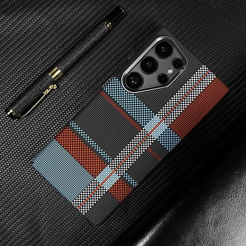 For Samsung S25Ultra Mobile Phone Case S24Ultra Kevlar 600D Skin Sense Hard Case S25 Premium S23 Anti-drop Galaxys24 + Built-in Magsafe Magnetic Case Hard Case Phone accessories