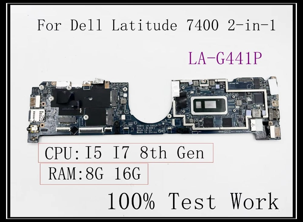For Dell Latitude 7400 2-in-1 Laptop Motherboard LA-G441P With i5 i7 8th gen CPU 8G/16G RAM 100% Test Work Dell laptop repair parts