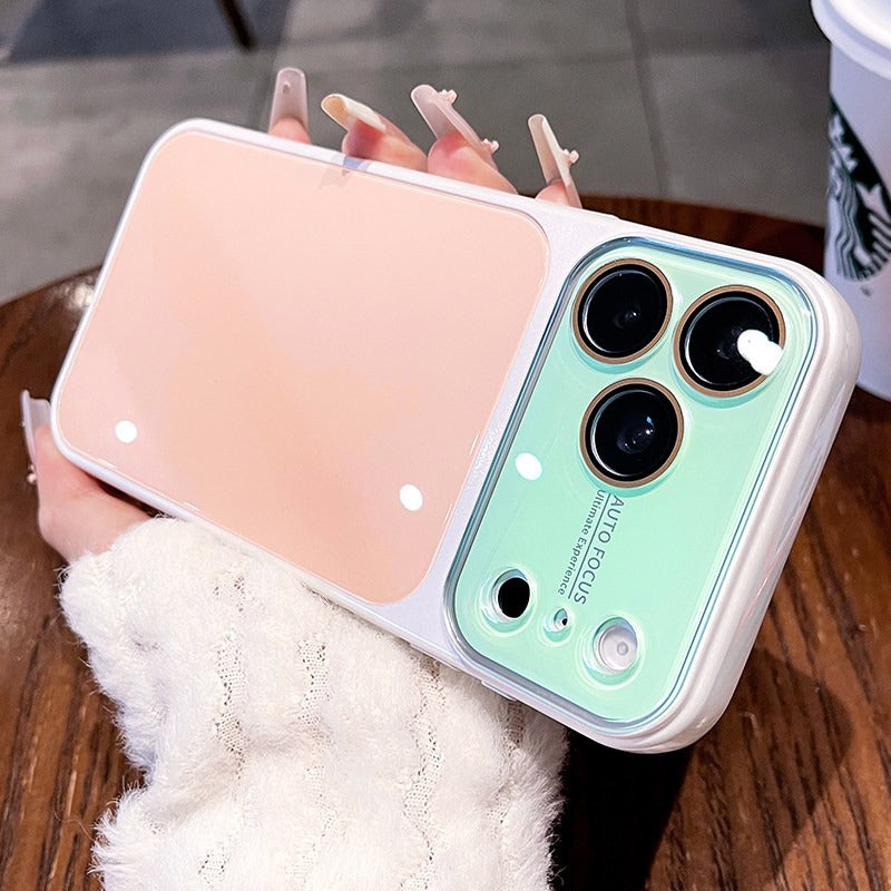 Contrasting color large window glass for iPhone 17promax mobile phone case New iPhone16 seconds change 17pro large window dopamine soft edge 15pro with lens film protection Phone accessories