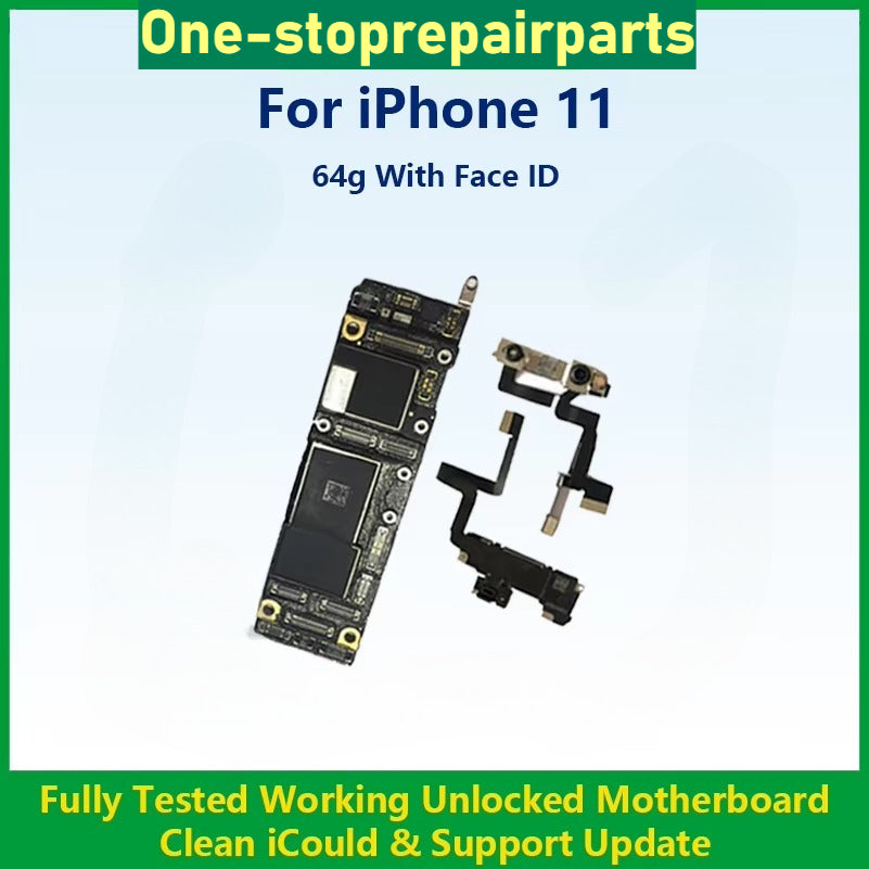 Fully Tested Authentic Motherboard For iPhone 11 Pro Max 64g/256g Unlocked Mainboard Without Face ID Clean iCloud Fast Shipping iPhone phone repair parts