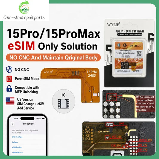 Wylie New eSIM Solution For iPhone 17 Pro Max 16 Plus 15 MEP Compatible No CNC Drilling No Physical SIM Card Retains Ori Chip Professional Repair Tools