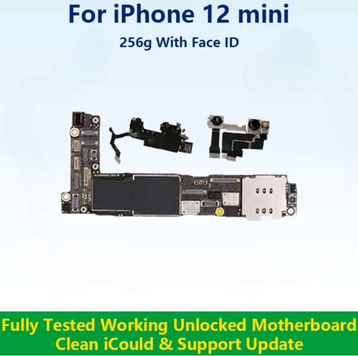 Unlocked Mainboard Fully Tested 100% Working Motherboard Compatible With 12 Mini With Face ID Cleaned iCloud And Support Update iPhone phone repair parts