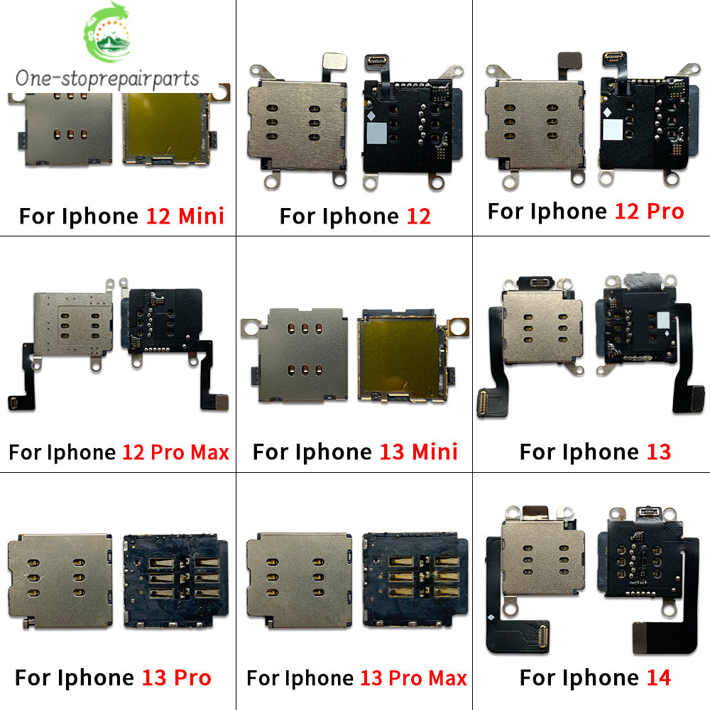 SIM Card Tray Socket Slot Adapter Connector Reader Flex Cable Dual SIM Card For iPhone 11 12 13 14 15 Pro Max Plus Mini iPhone phone repair parts
