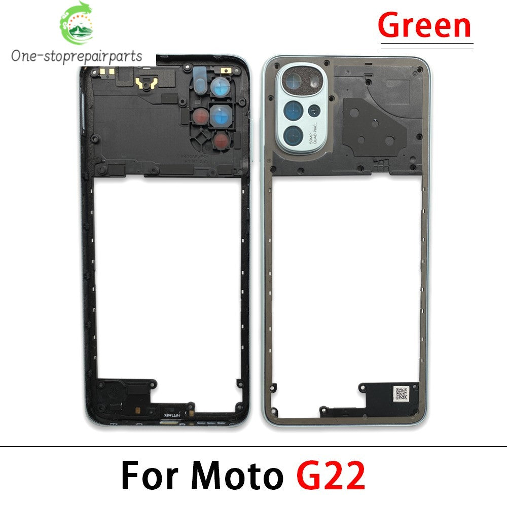 10Pcs， For Motorola For Moto G22 G42 G52 G82 G84 Middle Housing Cover Frame Bezel with Lens Glass Frame Parts Motorola phone repair parts