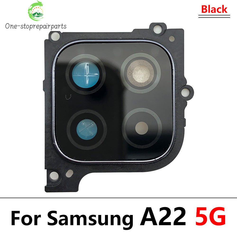 10Pcs/Lot, Housing Back Rear Camera Glass Lens Cover Frame Holder For Samsung A22 4G 5G A225F A226B Samsung phone repair parts