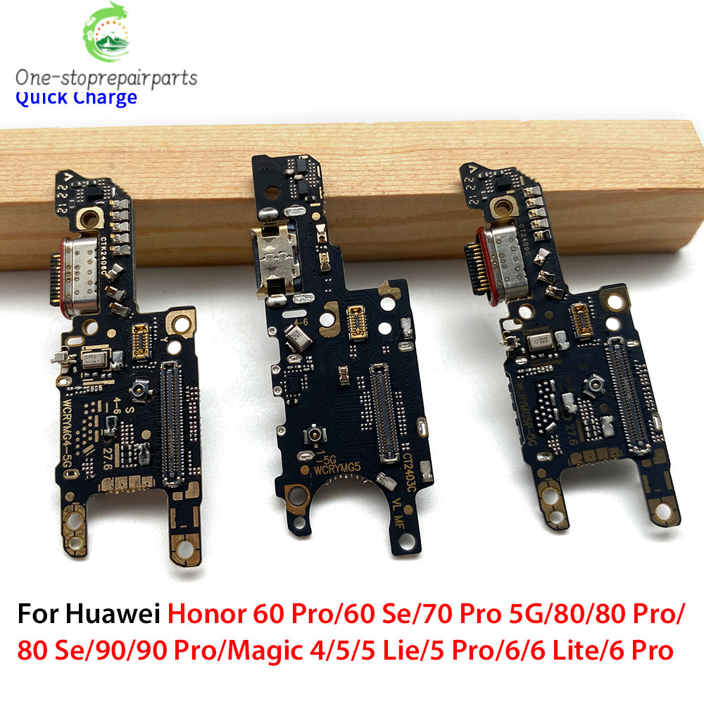 10Pcs, USB Charging Port Dock Charger Plug Connector Board Flex Cable For Huawei Honor 60 70 80 90 Pro Se Magic 4 5 6 Pro Lite Huawei phone repair parts