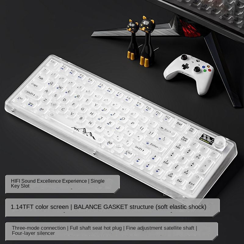 Accessories v99 transparent wireless bluetooth mechanical keyboard three-mode girls office game RGB customized display