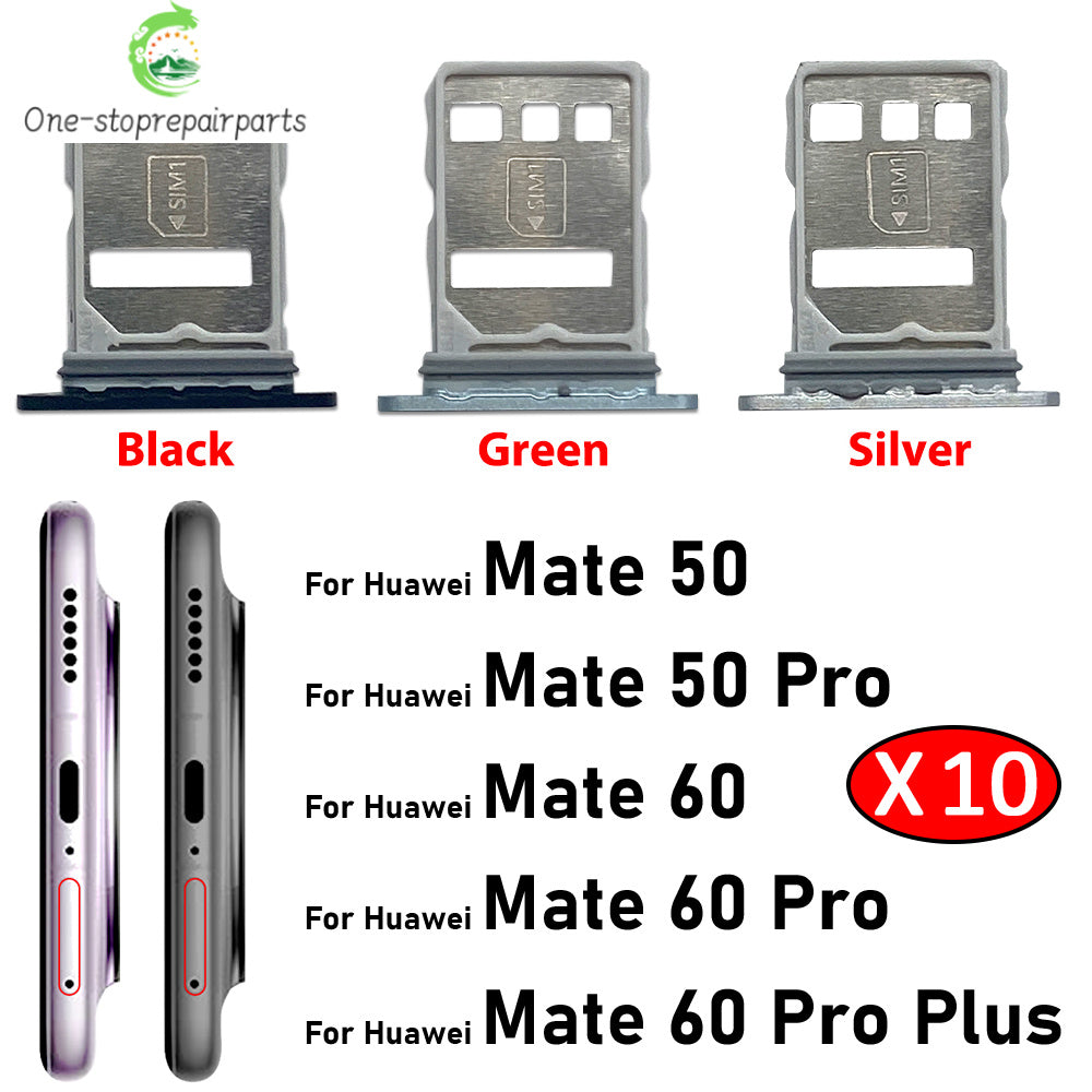 10Pcs, SIM Card Holder Tray Slot Holder Adapter Socket For Huawei Mate 50 60 Pro Plus 4G 5G Huawei phone repair parts