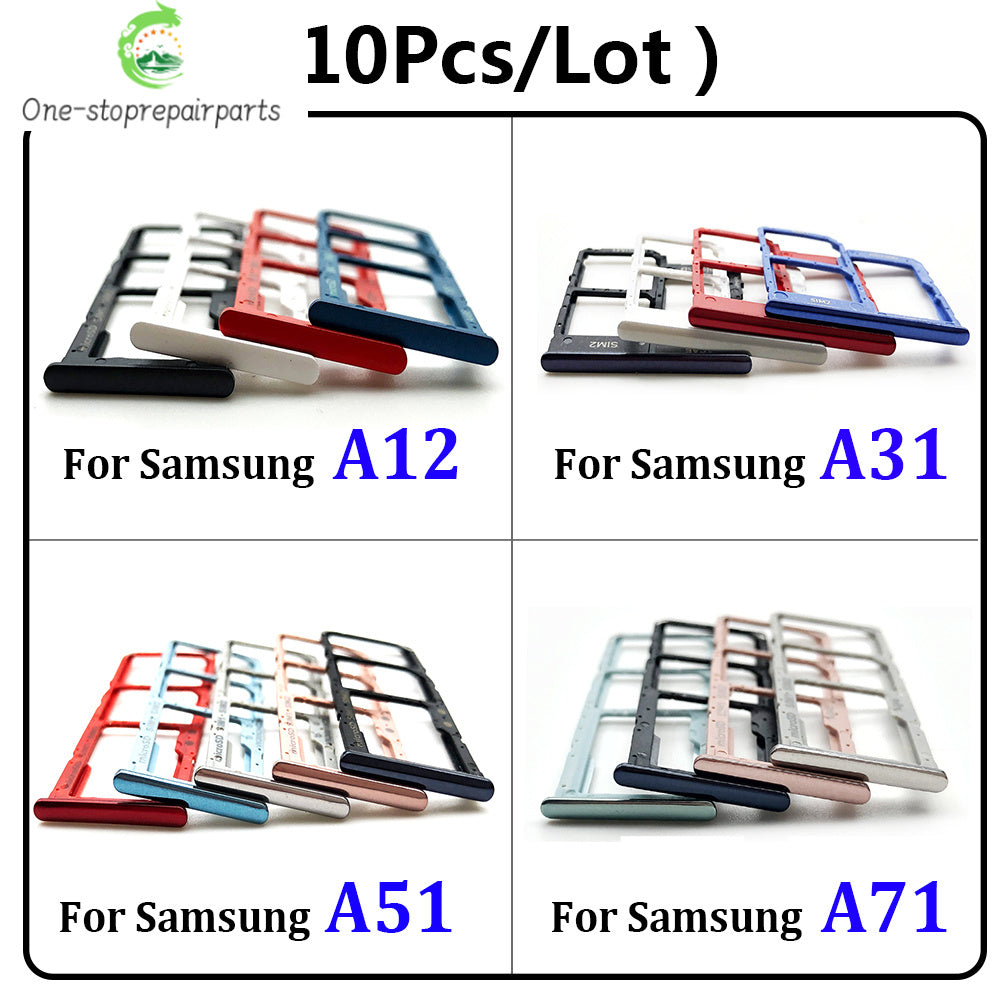 10Pcs/Lot,  For Samsung A12 A125F A31 A315F A51 A515F A71 A715F SIM Card Tray Slot Holder Replacement Parts Dual Samsung phone repair parts