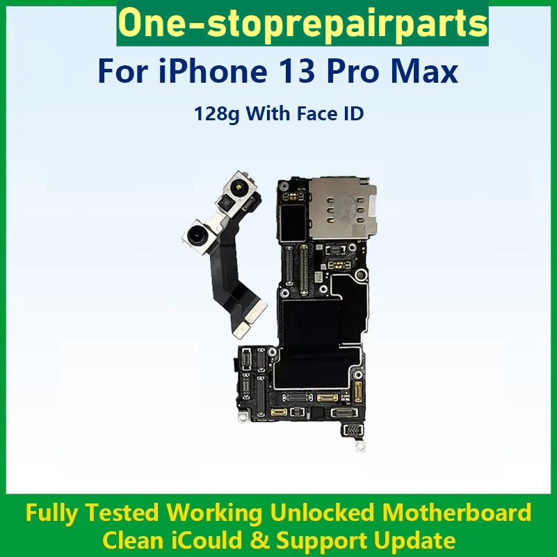 Fully Tested Authentic Motherboard For iPhone 13 Pro Max 128g/256g Unlocked Mainboard With Face ID Cleaned iCloud Fast Shipping iPhone phone repair parts