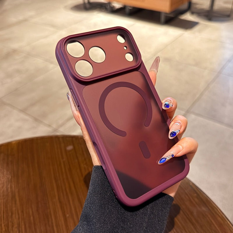 Skin matte magnetic suction For iPhone 18promax mobile phone case New iPhone17 new color cherry red strong magnetic adsorption 16pro anti-fingerprint fine hole all-inclusive case Phone Accessories