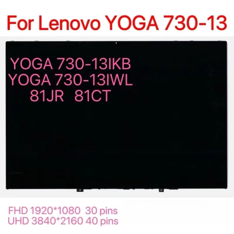 13.3" Slim Touch Screen for Lenovo YOGA 730-13  YOGA 730-13IKB 730-13IWL 81JR 81CT, LCD Digitizer Assembly FHD UHD Display Panel Lenovo laptop repair parts