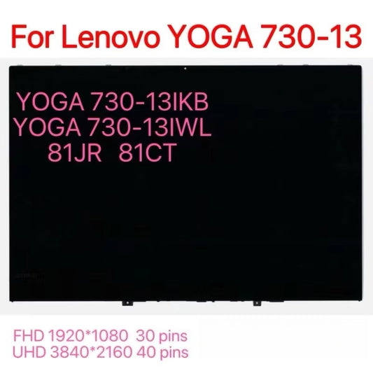 13.3" Slim Touch Screen for Lenovo YOGA 730-13  YOGA 730-13IKB 730-13IWL 81JR 81CT, LCD Digitizer Assembly FHD UHD Display Panel Lenovo laptop repair parts