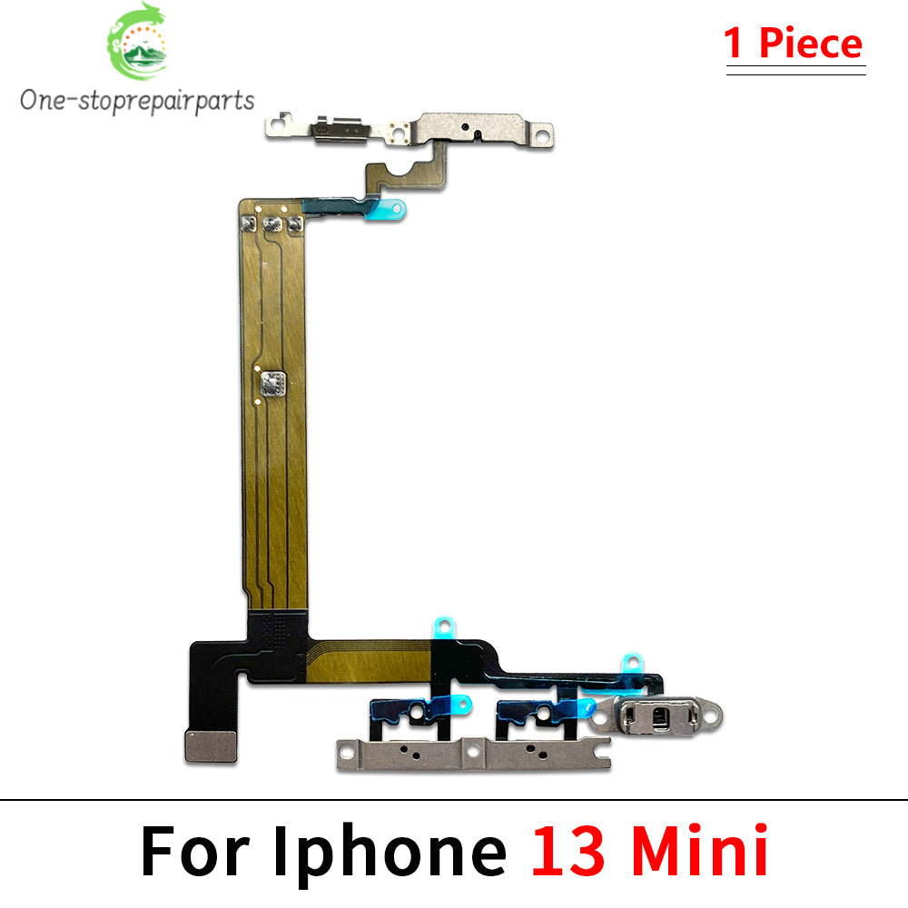 New For iPhone 13 14 15 Pro Max Mini Plus Power Volume Buttons Key Switch Flex Cable With Metal Material Replacement Parts iPhone phone repair parts