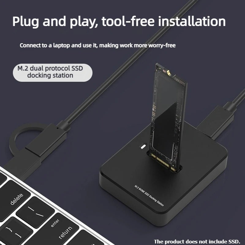 Dual-protocol External NVME/SATA notebook Laptop SDD reader USB3.2 TypeC 10Gbps Reading Writing Speed SSD Case Docking Station