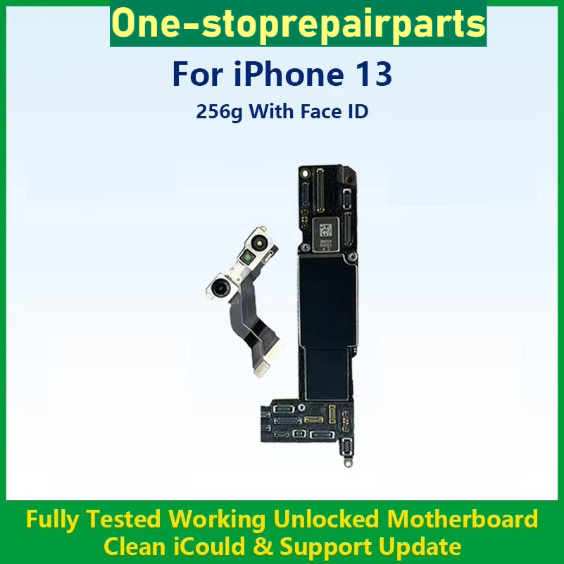 Fully Tested Authentic Motherboard For iPhone 13 Pro Max 128g/256g Unlocked Mainboard With Face ID Cleaned iCloud Fast Shipping iPhone phone repair parts