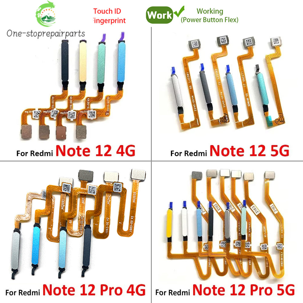 For Xiaomi Redmi Note 12 Pro Plus 4G 5G Home Button Fingerprint Sensor Flex With Power Key Button Flex Cable  Xiaomi  Xiao mi phone repair parts