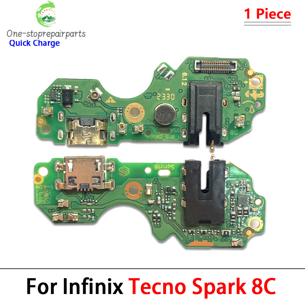 10Pcs, USB Charge Port Dock Connector Charging Board Flex Cable For Tecno Spark 5 6 Air 7 7T 8 8C 8P 8T 10C 9 20 Pro Go 2022 Tecno phone repair parts