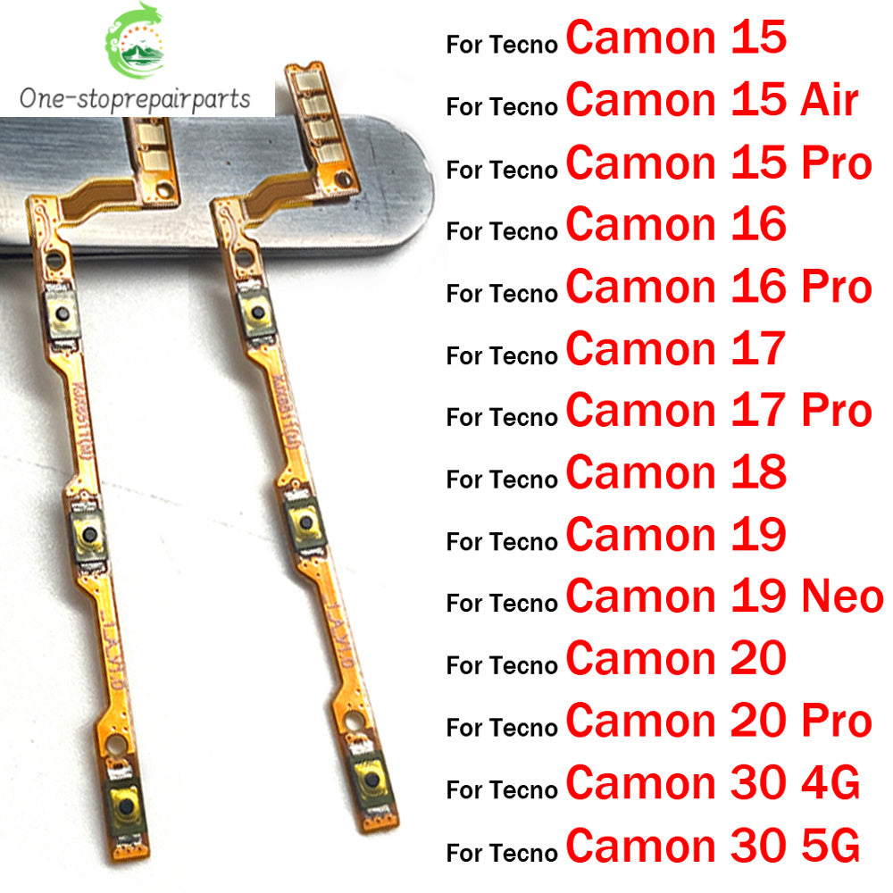 Power Switch On Off Button Volume Key Button Flex Cable For Tecno Camon 15 16 17 18 19 20 30 Pro Air Neo 4G 5G Tecno phone repair parts