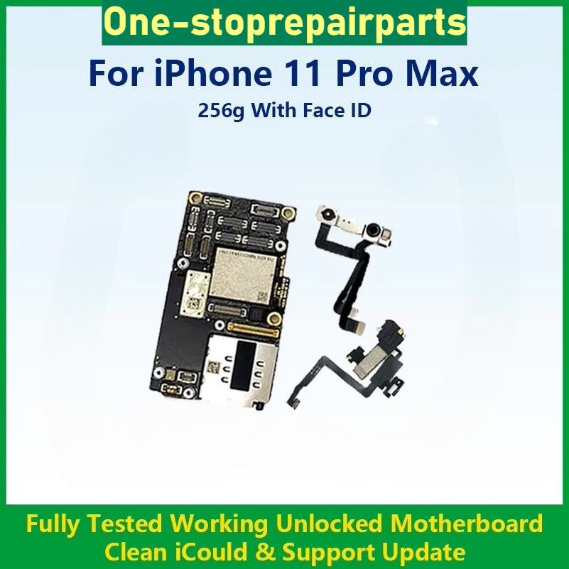 Fully Tested Authentic Motherboard For iPhone 11 Pro Max 64g/256g Unlocked Mainboard Without Face ID Clean iCloud Fast Shipping iPhone phone repair parts