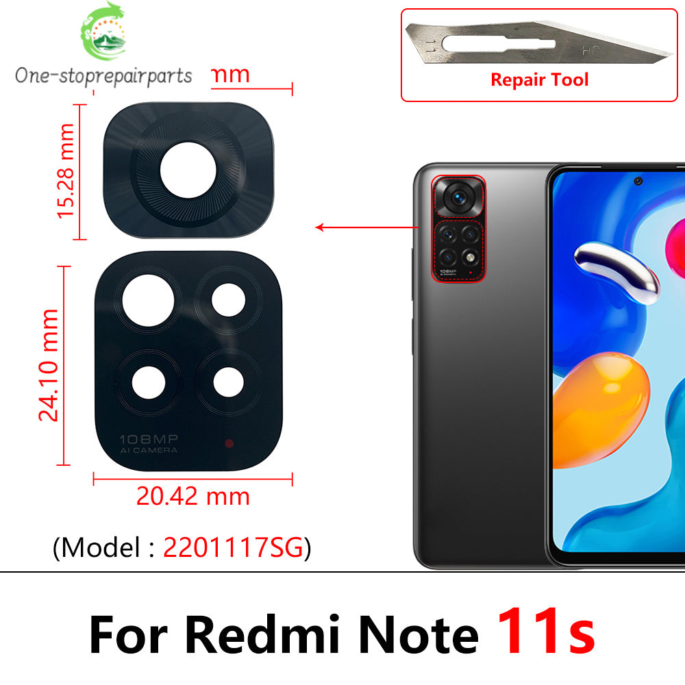 10Pcs/Lot, Rear Back Camera Glass Lens For Redmi Note 11 Global 2201117TG 11s 11E 11T 11 Pro 5G With Adhesive Sticker Redmi phone repair parts