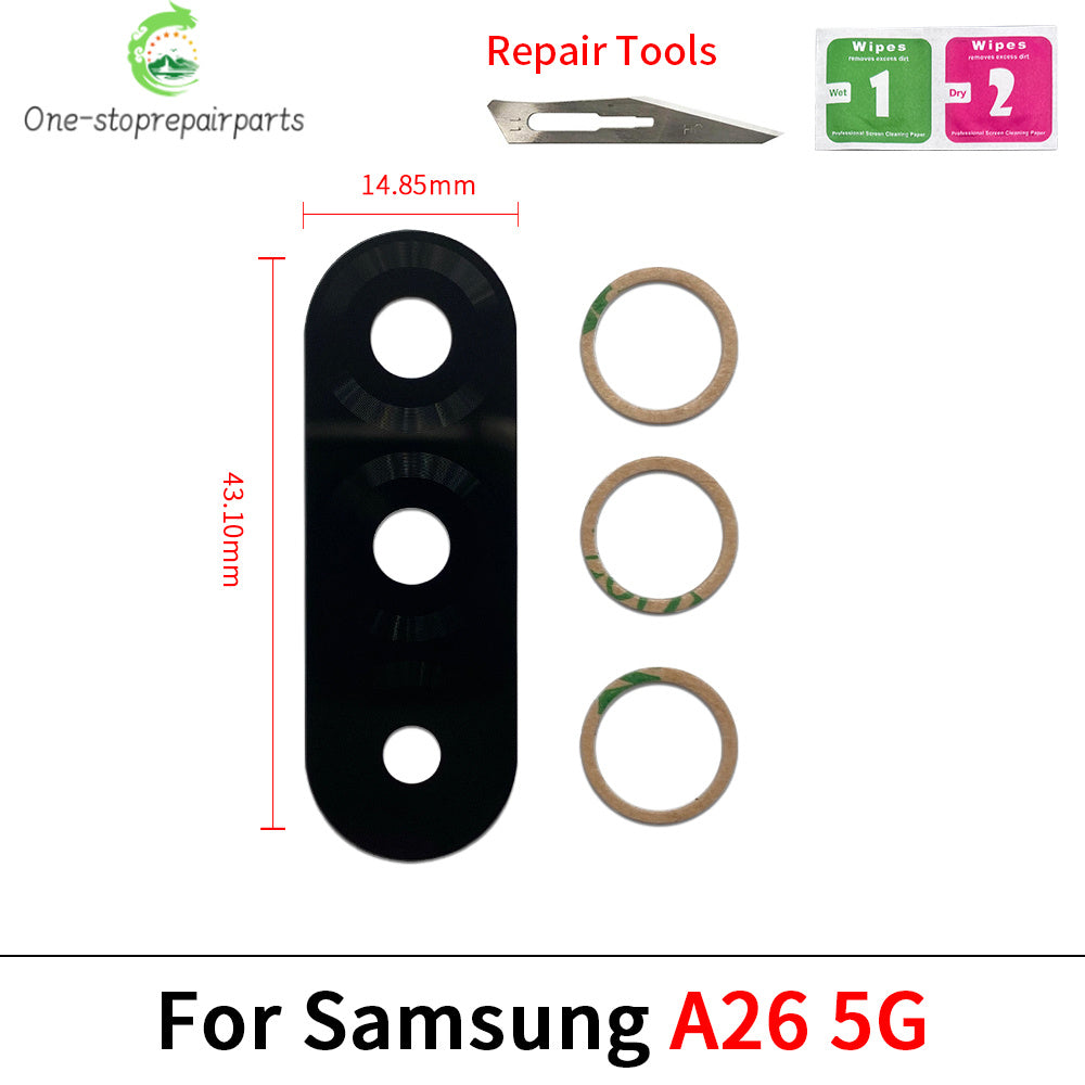 10Pcs/Lot , Camera Glass Lens Back Rear Camera Glass Lens For Samsung A06 A16 A26 A36 A56 4G 5G With Adhesive Sticker Samsung phone repair parts