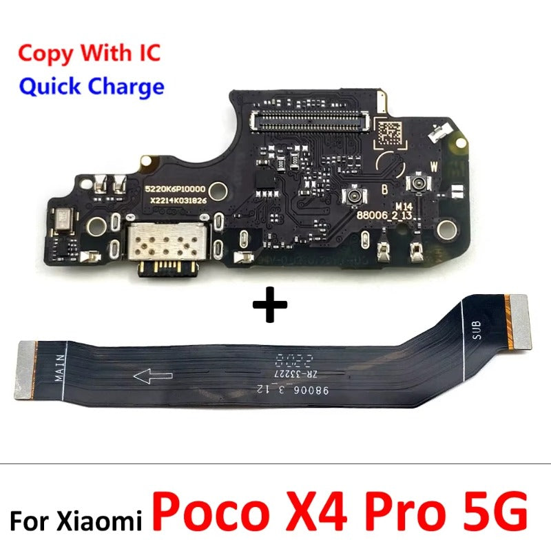 10Pcs/Lot, USB Charging Board Connector Port Dock Flex Cable For Xiaomi Poco F1 F2 F3 F4 F5 X3 X4 X5 X6 M3 M4 M5s Pro 4G 5G GT  Xiaomi  Xiao mi phone repair parts