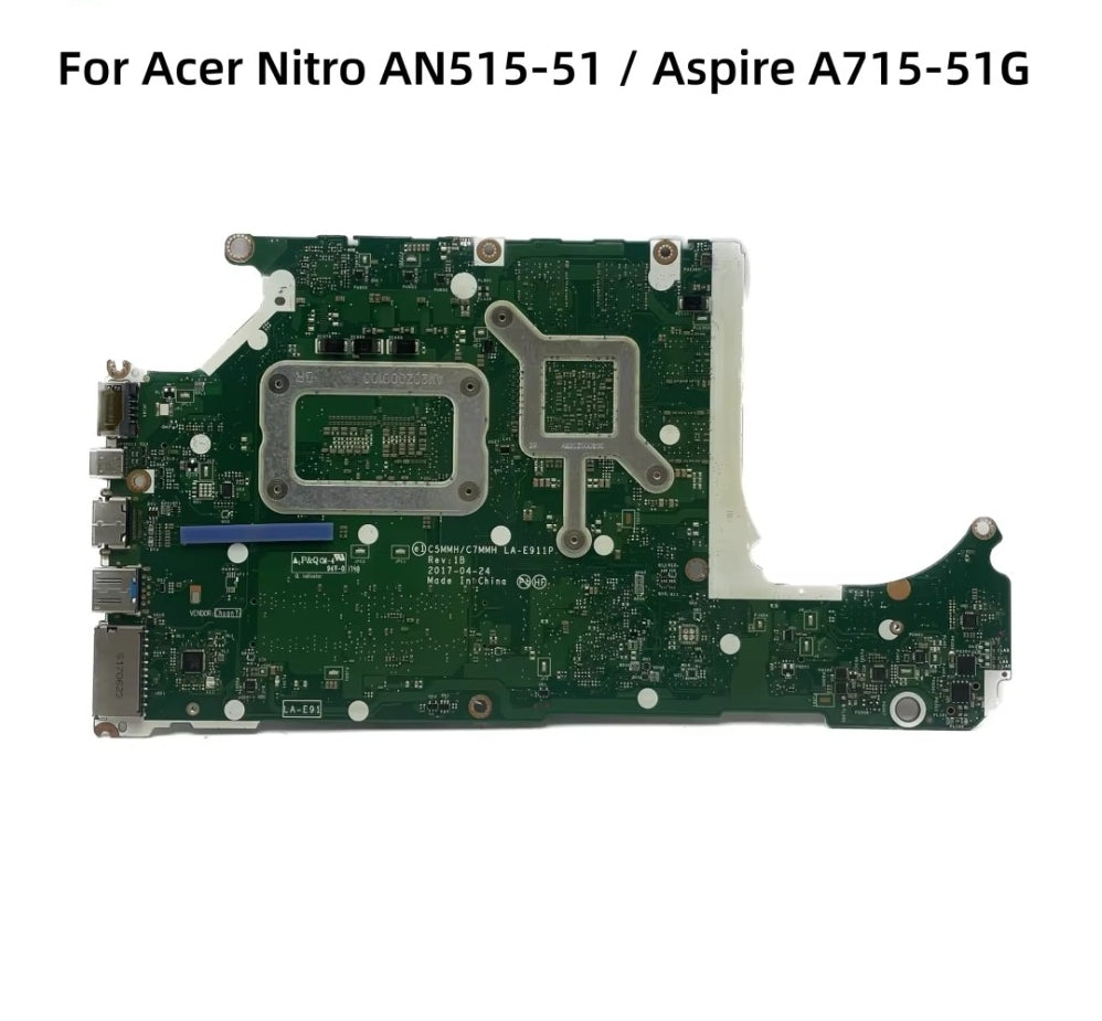 LA-E911P For Acer N17C1 Aspire A715-71G AN515-51 Laptop Motherboard With i5-7300HQ i7-7700HQ CPU GTX1050 GTX1050Ti 2GB/4GB-GPU Acer laptop repair parts