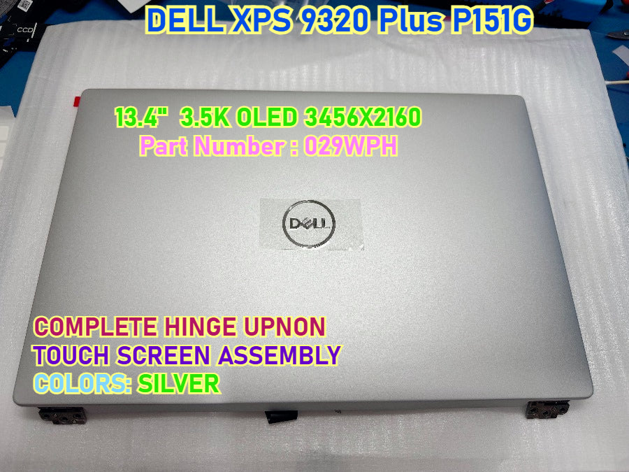 13.4" inch Dell XPS 9320 Plus LCD Touch Screen Assembly 07G0RW 09PG51 0VNRJ0 0YHWYD  029WPH 0VDDHK 0G1GMN 0D6X6W 0JXMV1 0XRYWH LP134WU1-SPB1 LP134WU1-SPA1 LQ134R1-SPB1 ATNA34XK04 LCD Screen Upper Half Kit Display Panel Dell laptop repair parts