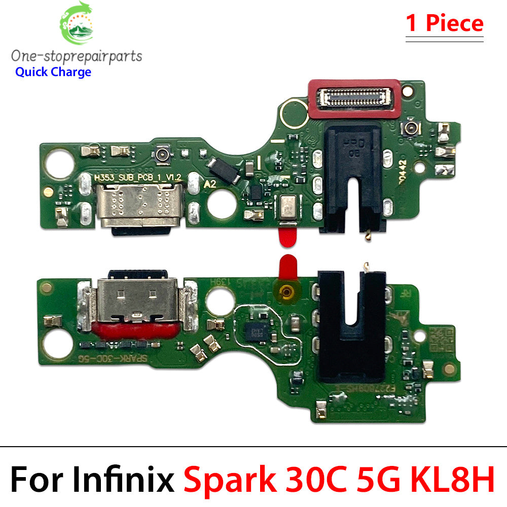 10Pcs, USB Charging Port Dock Charger Plug Connector Board Flex Cable For Tecno Spark 10 10C 20 20C 30 30C 40 40C Pro Plus 4G 5G Tecno phone repair parts