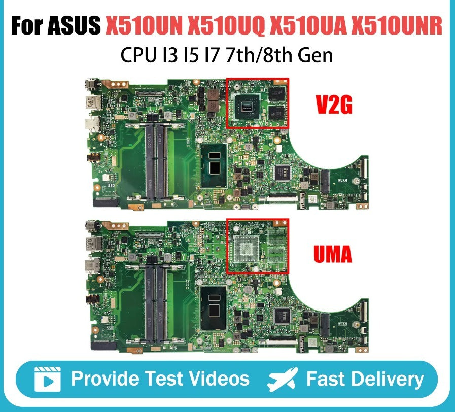 For ASUS X510UQ X510UR X510UN X510UNR X510UQR S510UN S510U X510UF Motherboard I3 I5 I7 CPU X510UA F510U VM510U S5100U 60NB0FQ0-MB1410 ASUS laptop repair parts