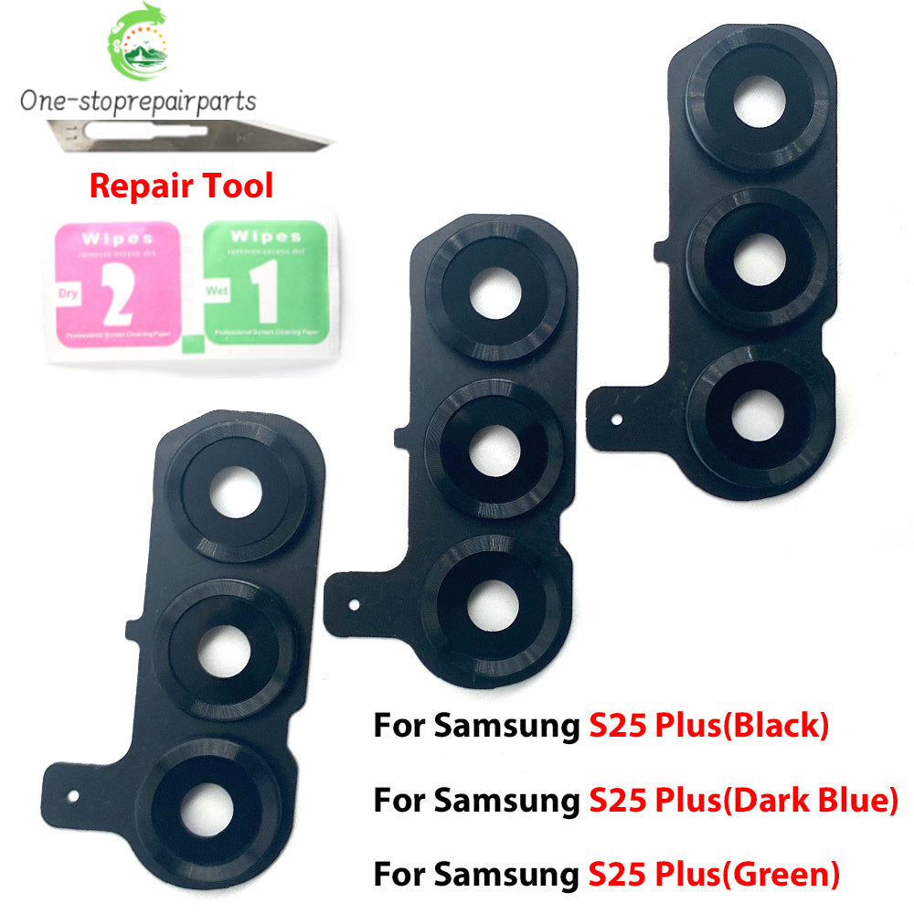 New Rear Camera Glass Lens Cover With Frame Holder with Sticker For Samsung S25 Plus S25 Ultra Replacement Parts Samsung phone repair parts