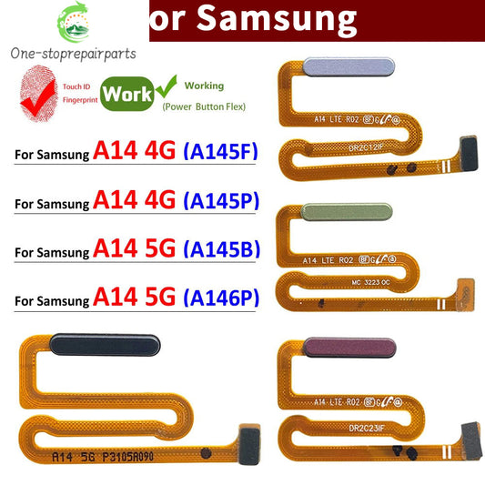 New For Samsung A14 4G A145F A145P / A14 5G A146B A146P Home Button Fingerprint Touch ID Sensor Flex Cable Samsung phone repair parts