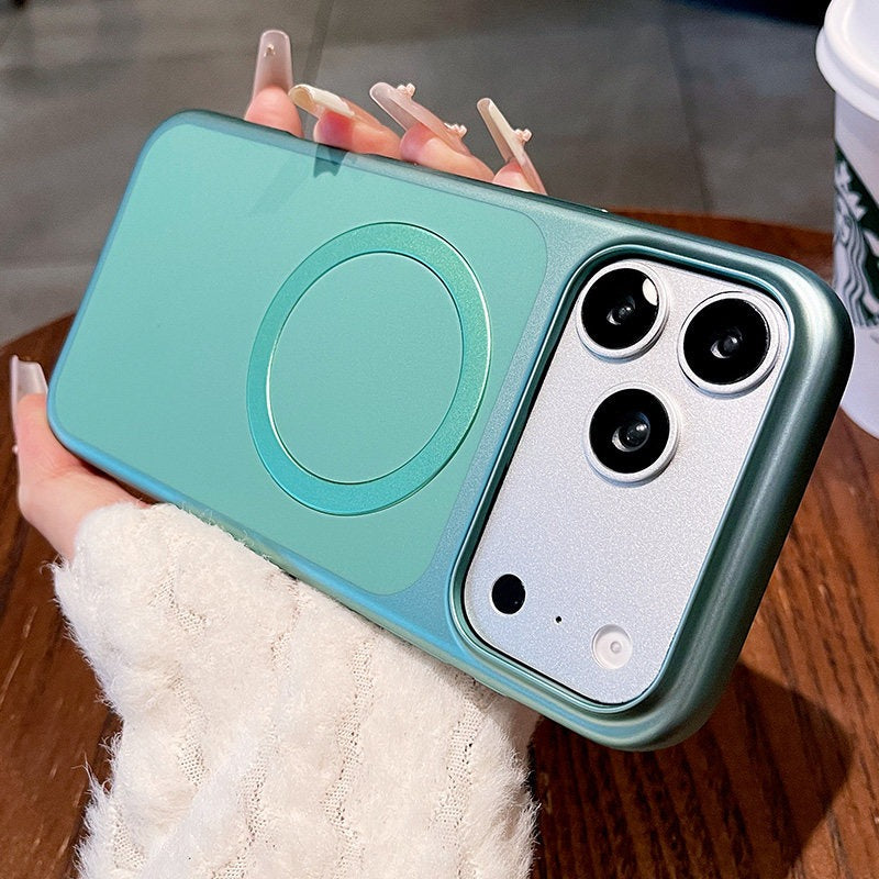 Contrast color electroplating magnetic suction for iPhone 17promax mobile phone case New iPhone16 matte texture strong magnetic adsorption hard case 15pro simple niche case Phone accessories