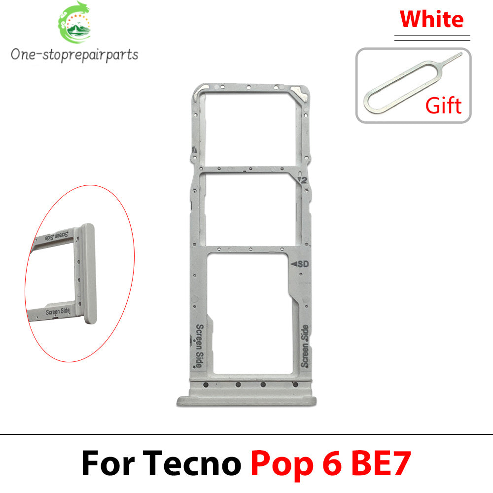 SIM Card Tray Slot Holder Adapter Accessories For Tecno Pop 5 6 7 Pova 2 3 4 5 Neo Pro Tecno phone repair parts