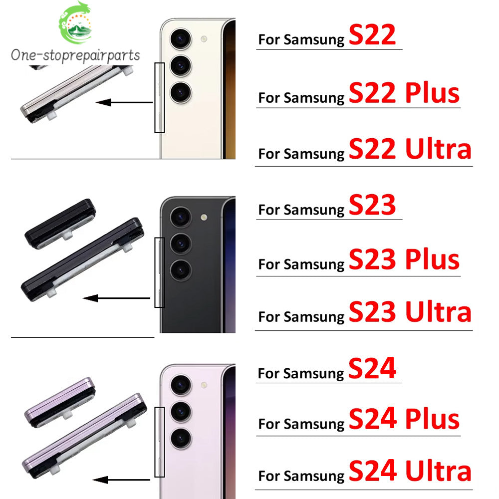 New For Samsung S22 S23 S24 Plus Ultra 5G Power Button + Volume Side Button Key Replacement Parts Samsung phone repair parts