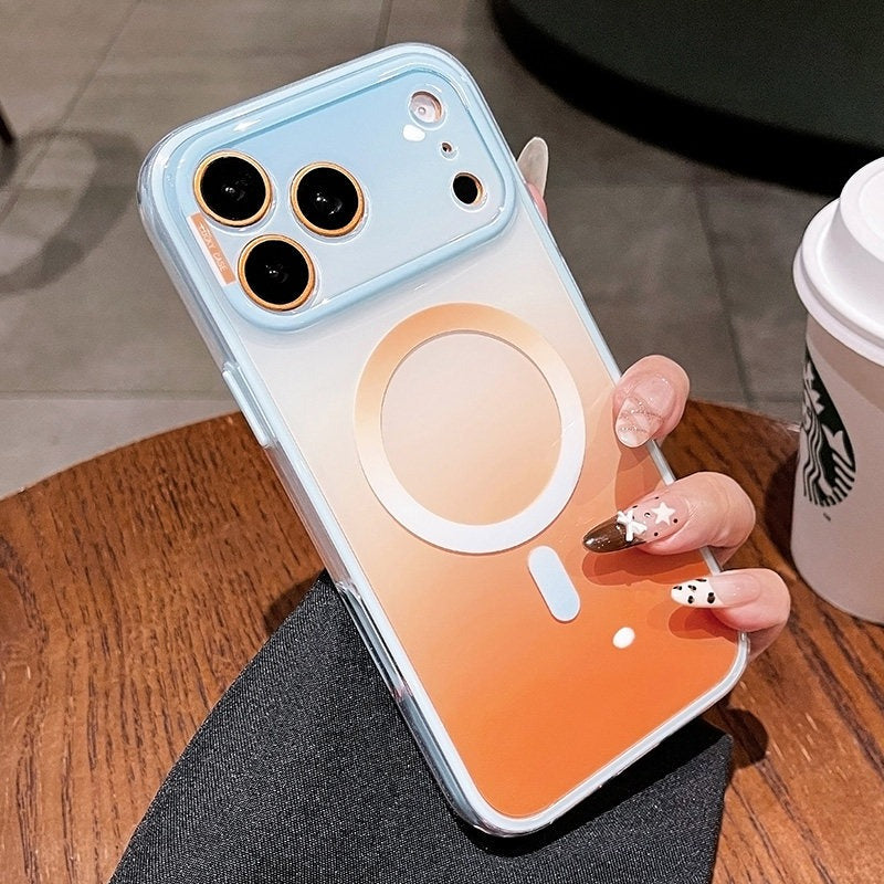 2-in-1 Dual-layer Magnetic Case for iPhone 17 Pro Max New iPhone 16 Gradient Color Block Magnetic Fashion Protective Case 15 Pro Men and Women Shockproof Case Phone Accessories