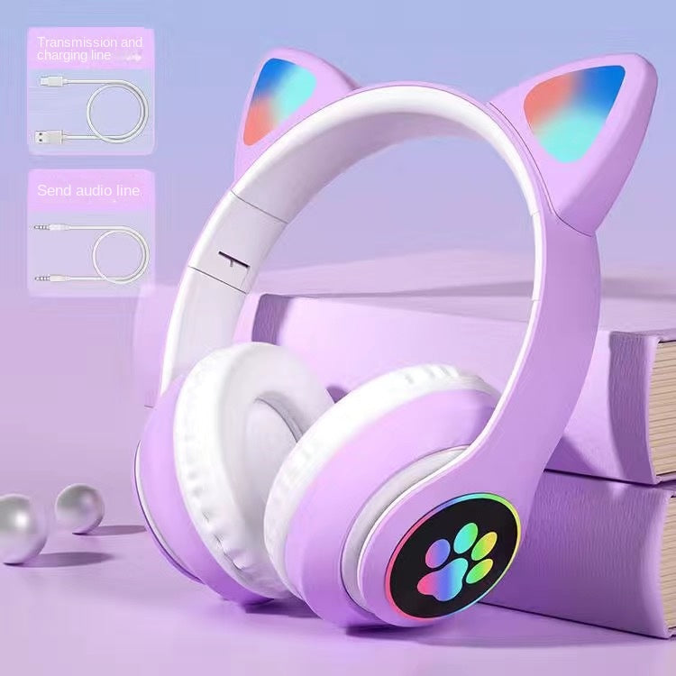 Accessories Cat Ear Luminous Headset STN-28 Girls' Cute Gaming Wireless Headset Bluetooth Headset