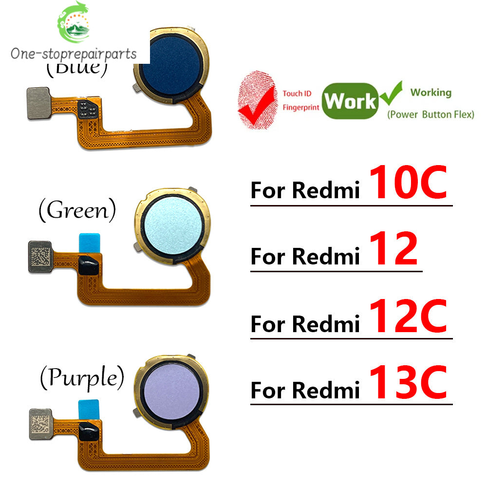 New Fingerprint For Xiaom Redmi 12 12C 13C 10C Home Button Fingerprint Menu Return Key Recognition Sensor Flex Cable Redmi phone repair parts