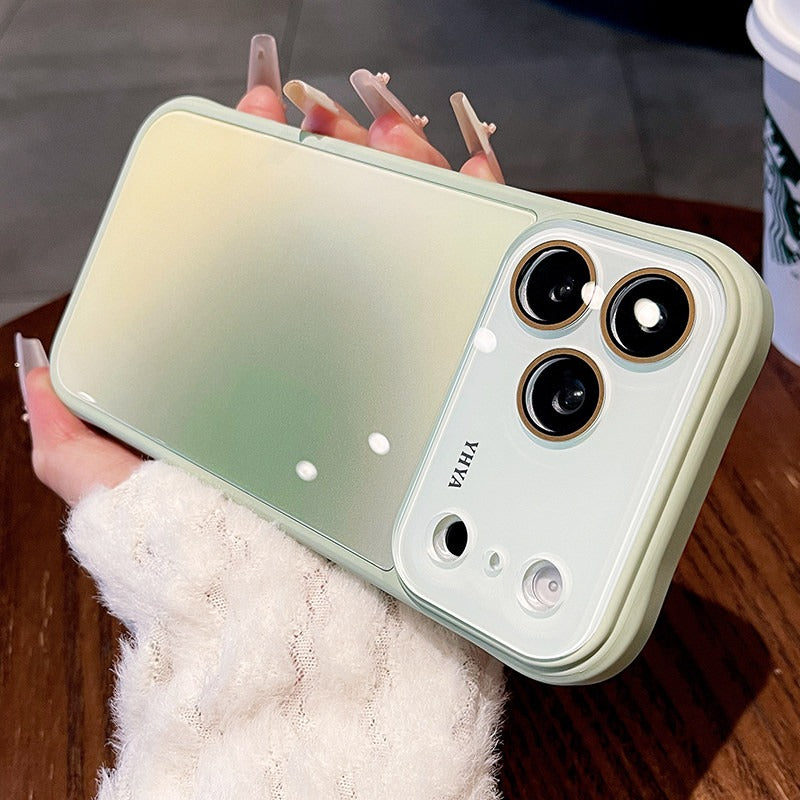 Gradual change smudged glass for iPhone 17promax mobile phone case The new iPhone16 seconds becomes larger Windows integrated lens film 15pro Ice cooling women's case Phone accessories
