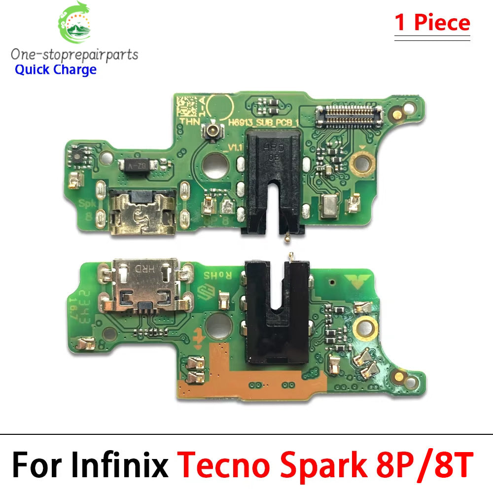 10Pcs, USB Charge Port Dock Connector Charging Board Flex Cable For Tecno Spark 5 6 Air 7 7T 8 8C 8P 8T 10C 9 20 Pro Go 2022 Tecno phone repair parts