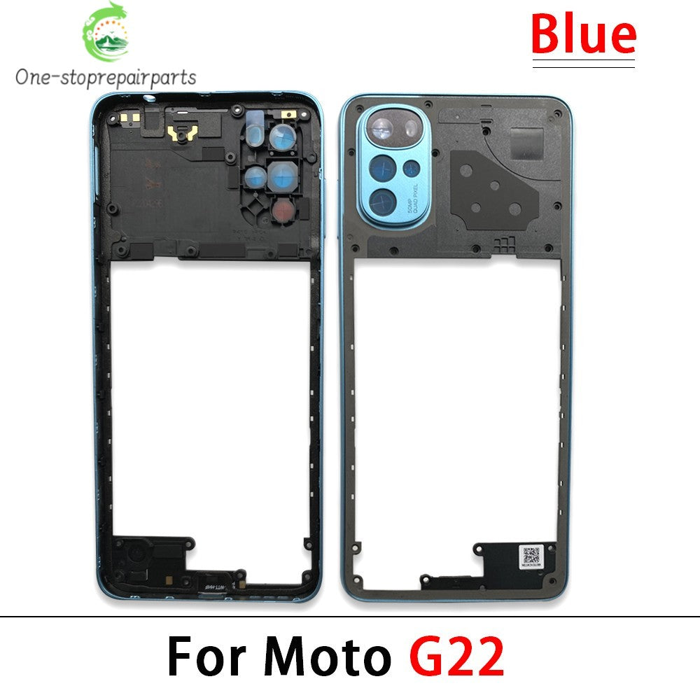 10Pcs， For Motorola For Moto G22 G42 G52 G82 G84 Middle Housing Cover Frame Bezel with Lens Glass Frame Parts Motorola phone repair parts