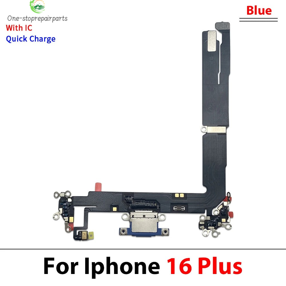New For iPhone 16 Pro Max Plus USB Micro Charger Charging Port Dock Connector Microphone Board Flex Cable iPhone phone repair parts
