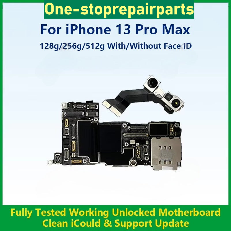 Fully Tested Authentic Motherboard For iPhone 13 Pro Max 128g/256g Unlocked Mainboard With Face ID Cleaned iCloud Fast Shipping iPhone phone repair parts