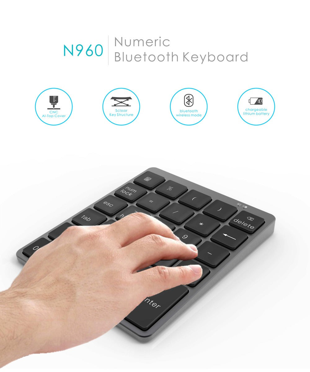 Aluminum alloy 28-key numeric keypad mini portable bluetooth numeric keypad charging bluetooth phablet keypad