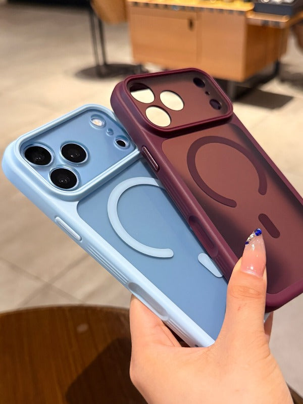 Skin matte magnetic suction For iPhone 18promax mobile phone case New iPhone17 new color cherry red strong magnetic adsorption 16pro anti-fingerprint fine hole all-inclusive case Phone Accessories