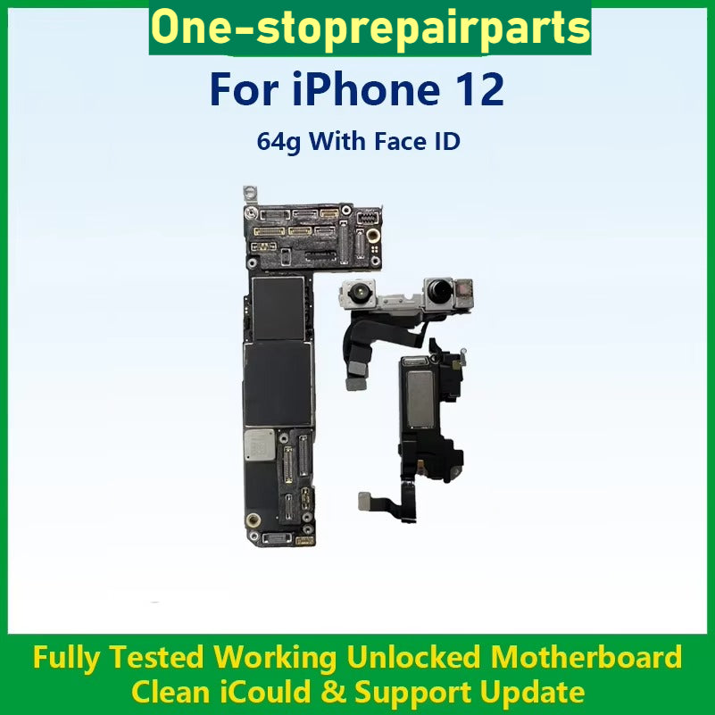 Fully Tested Working Well Motherboard For iPhone 12 Pro Max With/Without Face ID Cleaned iCloud And Support Update Logic Board iPhone phone repair parts