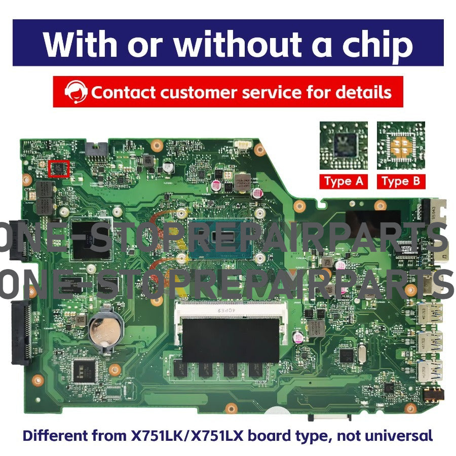 X751LD Laptop Motherboard For ASUS K751L X751LJ F751L X751LN X751L X751LK X751LB X751LKB A751L X751LDV Mainboard W/ I3 I5 I7 CPU ASUS laptop repair parts