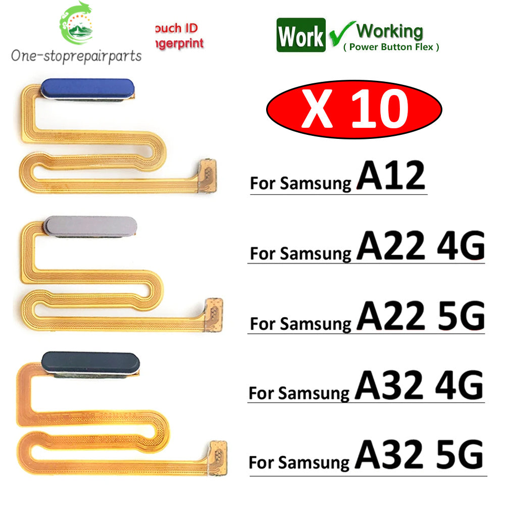 10Pcs, New For Samsung A12 A22 A32 4G 5G Fingerprint Sensor Home Return Key Menu Button Flex Ribbon Cable Samsung phone repair parts