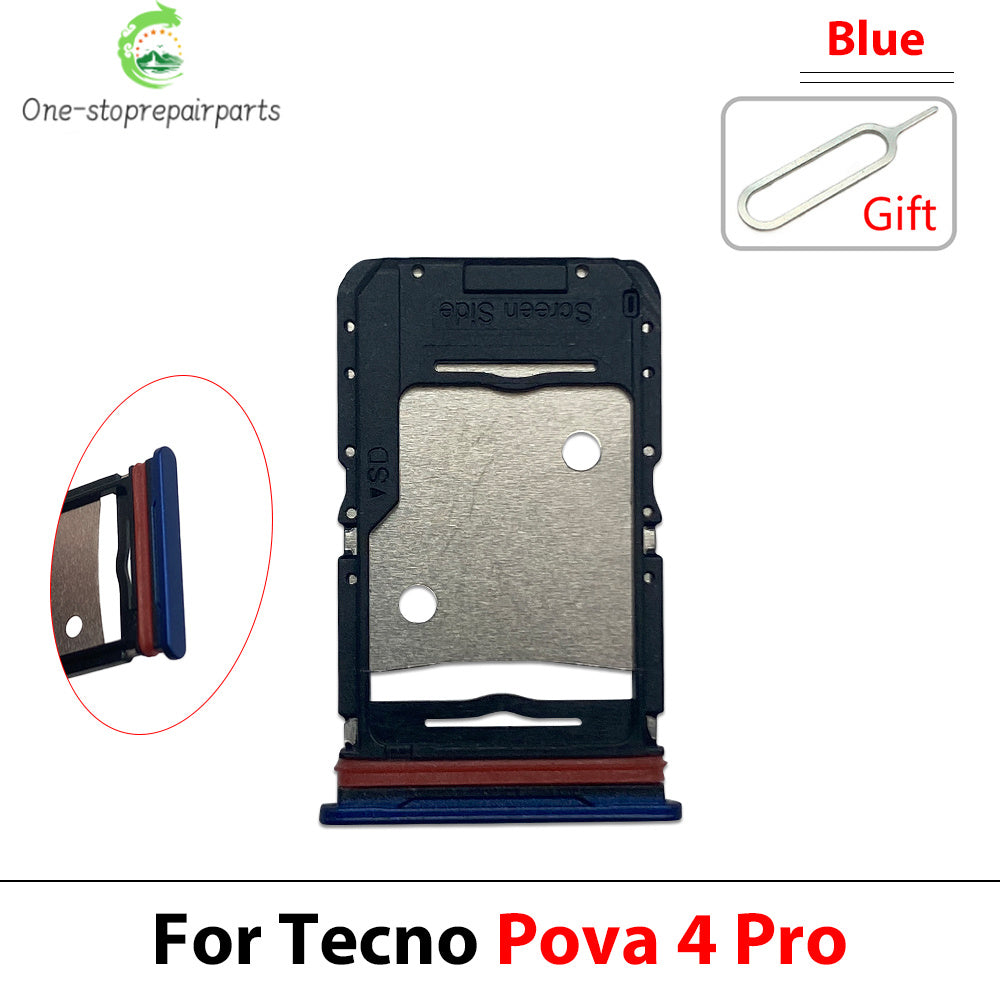 SIM Card Tray Slot Holder Adapter Accessories For Tecno Pop 5 6 7 Pova 2 3 4 5 Neo Pro Tecno phone repair parts